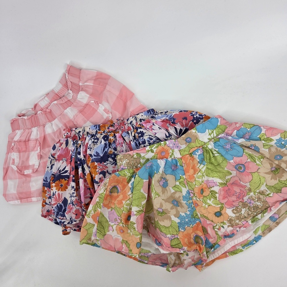 Janie and Jack Skirt Lot 2T Pink Floral Gingham Preppy Cottagecore Coastal